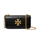 Eleano Croc-Embossed Structured Shoulder Bag – Black