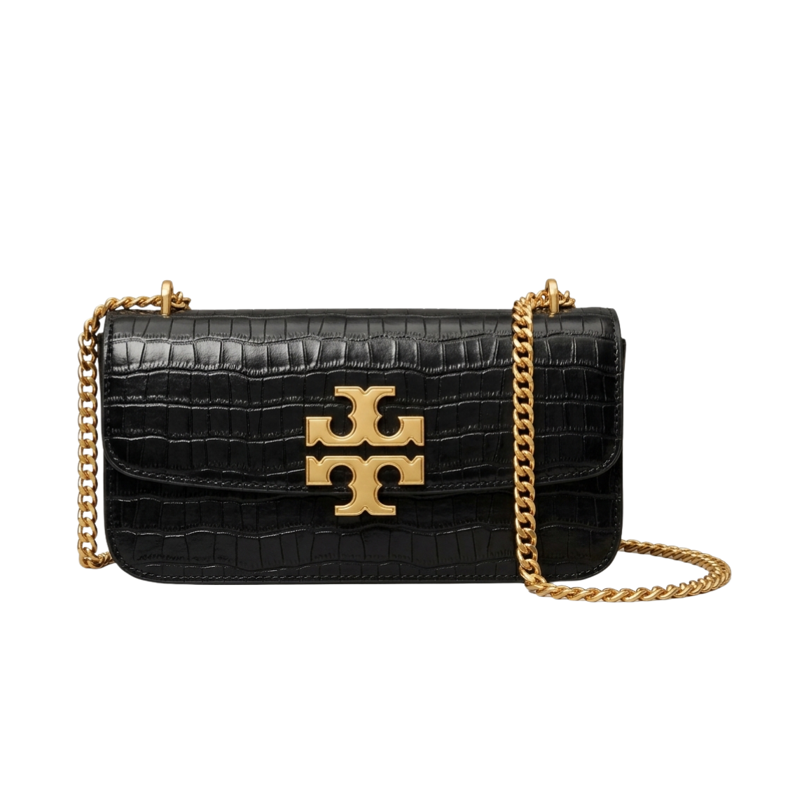 13 Eleano Croc-Embossed Structured Shoulder Bag – Black - Image 1