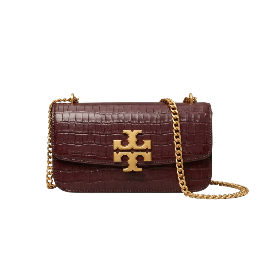 15 Eleano Croc-Embossed Structured Shoulder Bag – Wine - Image 1