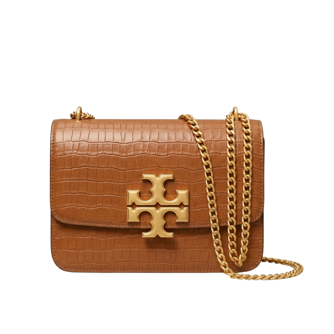 16 Eleano Croc-Embossed Structured Shoulder Bag – Tan - Image 1