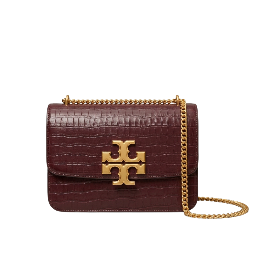 17 Eleano Croc-Embossed Structured Shoulder Bag – Wine - Image 1