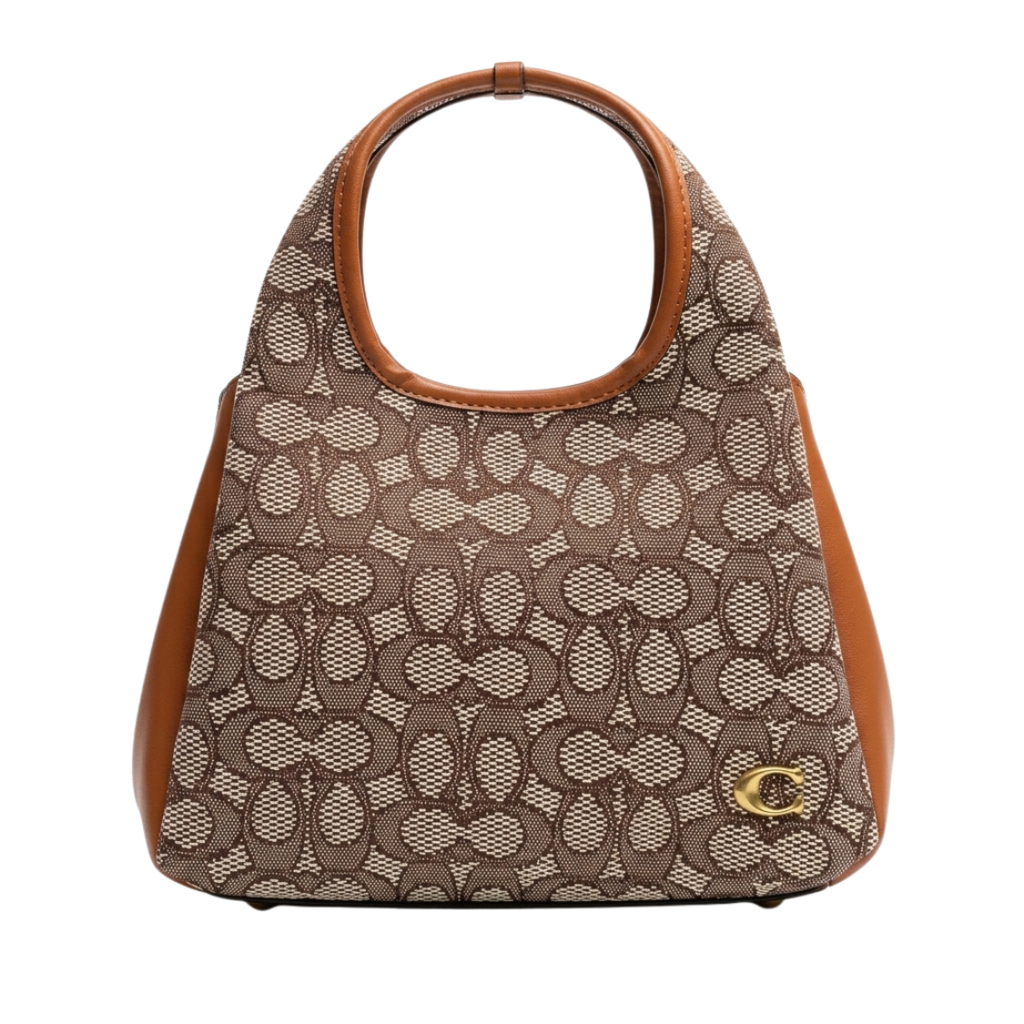 19 Lan 23 Signature Jacquard Signature Pattern Structured Shoulder Bag – Taupe - Image 1