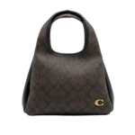 Lan 23 Signature Jacquard Signature Pattern Structured Shoulder Bag – Brown Signature Canvas